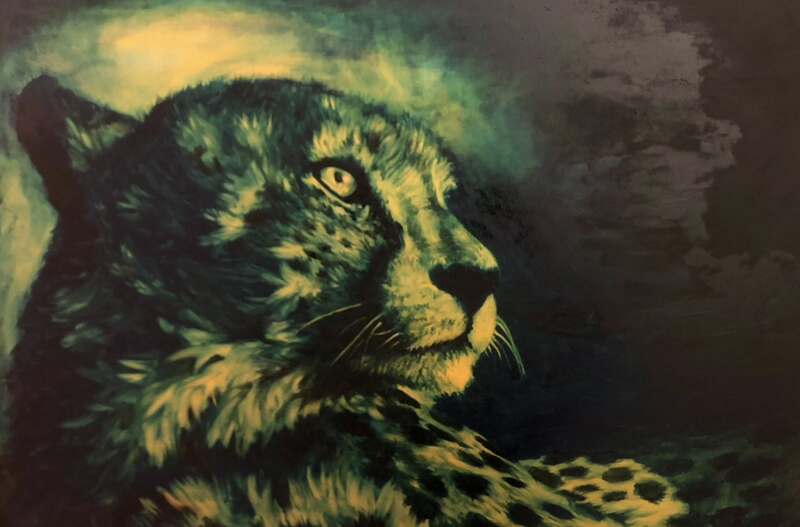 Oil painting of a cheetah by wildlife artist Gareth Putter